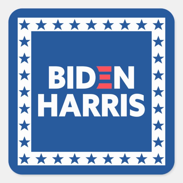 Adesivo Quadrado Biden / Harris Stars Frame White Blue (Frente)