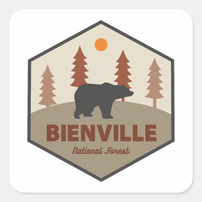 Adesivo Quadrado Bienville National Forest Bear (Frente)