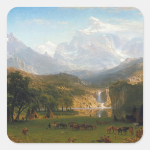 Adesivo Quadrado Bierstadt Rocky Mounains Landers Peak Painting