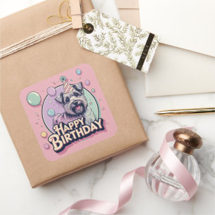 Adesivo Quadrado Biewer Terrier Dog Colorful