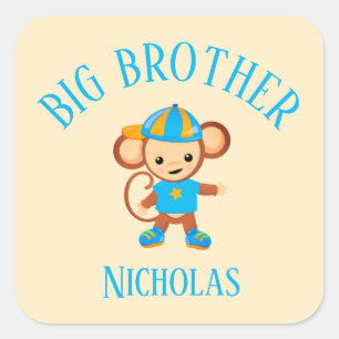 Adesivo Quadrado Big Brother Personalizado com o Nome Macaco