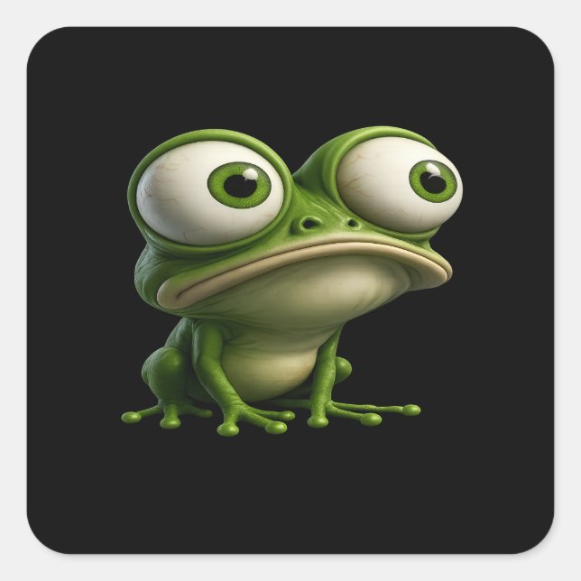 Adesivo Quadrado Big-Eyed Cartoon Frog (Frente)