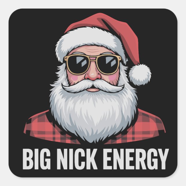 Adesivo Quadrado Big Nick Energy Christmas Santa Sunglasses Xmas (Frente)