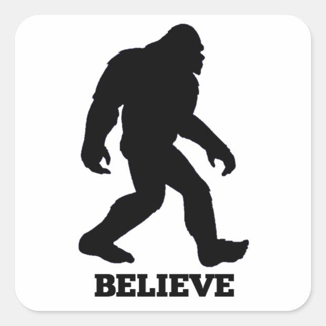 Adesivo Quadrado Bigfoot BELIEVE Sasquatch (Frente)