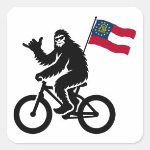 Adesivo Quadrado Bigfoot ciclando a bandeira da Geórgia