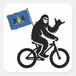 Adesivo Quadrado Bigfoot Ciclista Bandeira da Pensilvânia