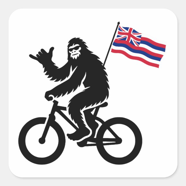 Adesivo Quadrado Bigfoot Cycling Hawaii Flag (Frente)