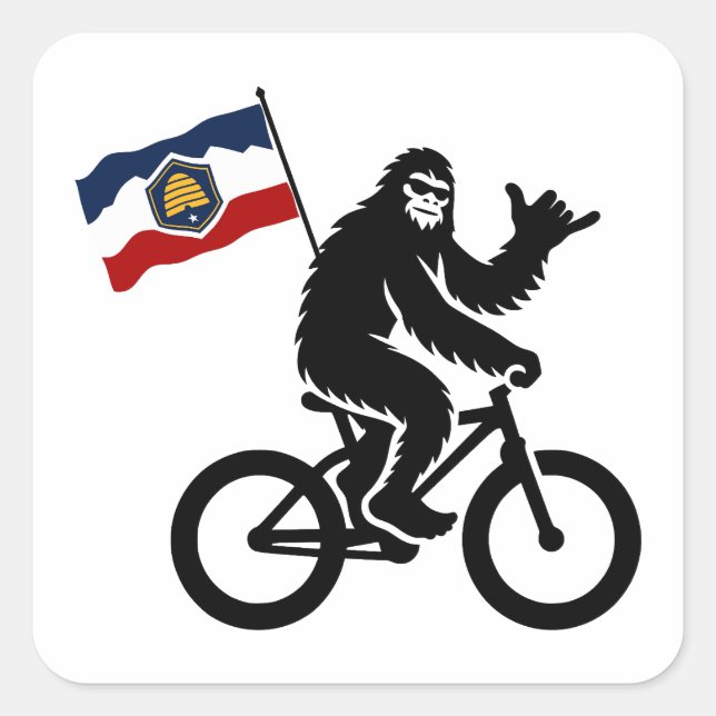 Adesivo Quadrado Bigfoot Cycling Utah Flag (Frente)