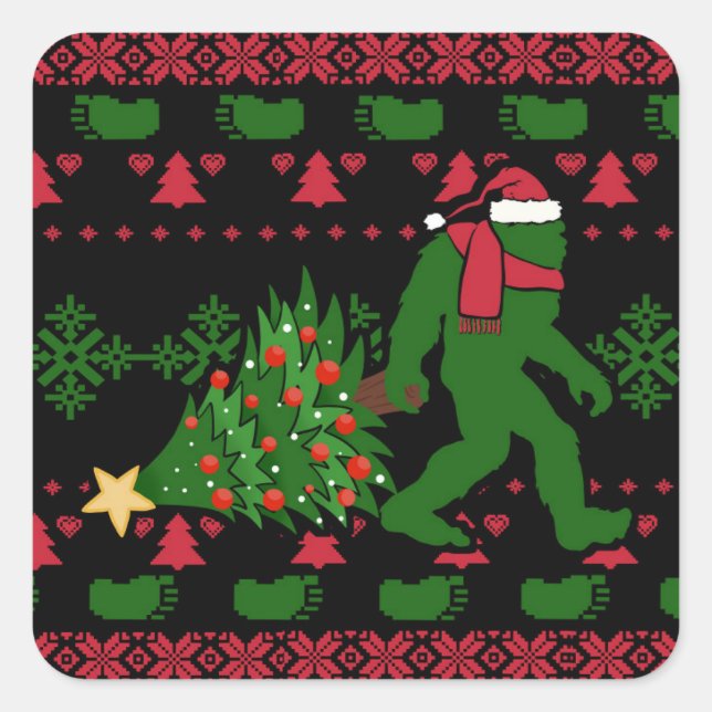 Adesivo Quadrado Bigfoot on knit background (Frente)