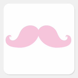 Adesivo Quadrado Bigode cor-de-rosa feminino