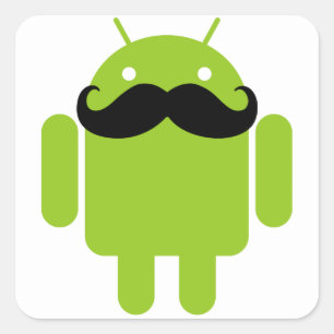 Adesivo Quadrado Bigode do robô do Android