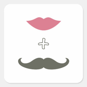 Adesivo Quadrado Bigode e selo à moda do envelope dos lábios