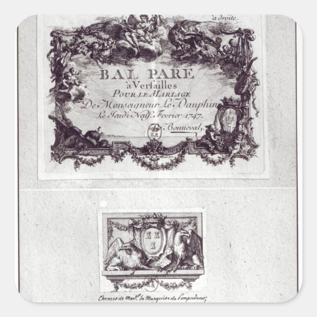 Adesivo Quadrado Bilhete de entrada para a bola em Versalhes (Frente)