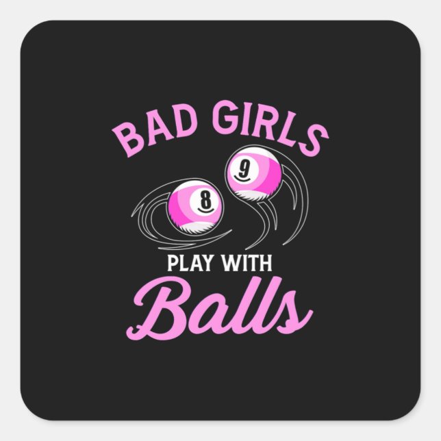Adesivo Quadrado Billiards Snooker Girls Play With Billiard Balls (Frente)