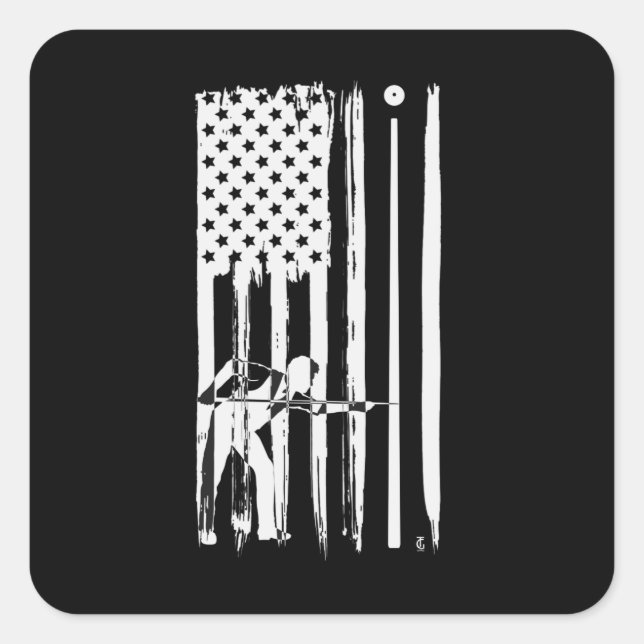 Adesivo Quadrado Billiards USA Flag Cue Sports Billiard Piscina (Frente)