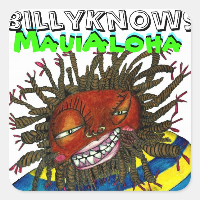 Adesivo Quadrado BillyKnows Maui Aloha (Frente)