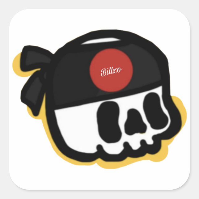 Adesivo Quadrado Billzo Skull Sticker (Frente)