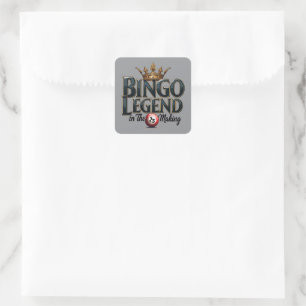 Adesivo Quadrado Bingo Legend Crowed in Dourado Retro Typografia