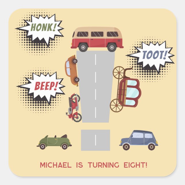 Adesivo Quadrado Bipe honesto para veículos retro aniversário (Frente)