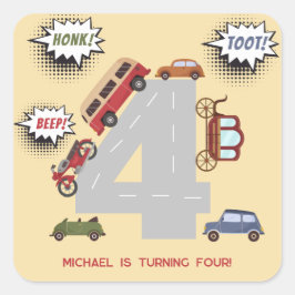 Adesivo Quadrado Bipe honesto para veículos retro no aniversário de