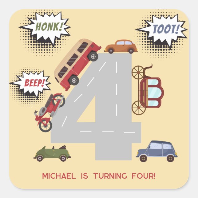 Adesivo Quadrado Bipe honesto para veículos retro no aniversário de (Frente)