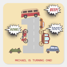 Adesivo Quadrado Bipe honesto para veículos retro primeiro aniversá