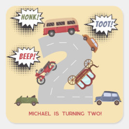 Adesivo Quadrado Bipe honesto para veículos retro segundo aniversár