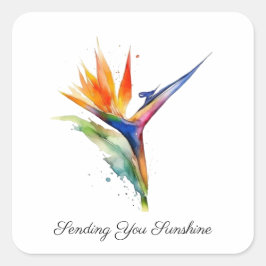 Adesivo Quadrado Bird of Paradise Watercolor, custom