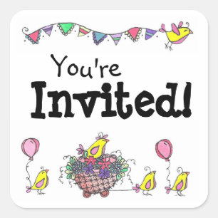 Adesivo Quadrado Bird Parade