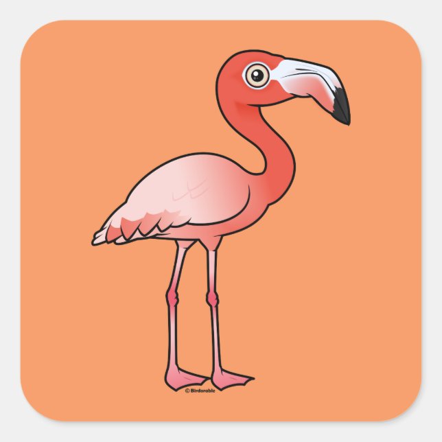 Adesivo Quadrado Birdorable American Flamingo (Frente)