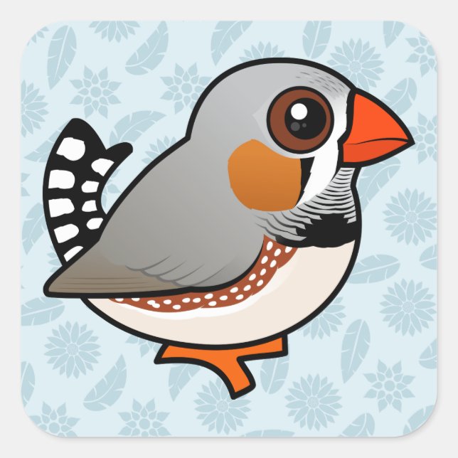 Adesivo Quadrado Birdorable Zebra Finch (Frente)