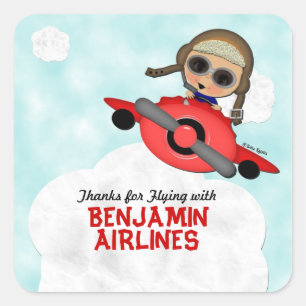 Adesivo Quadrado Birthday Airlines Stickers