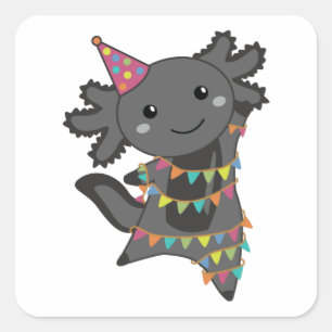 Adesivo Quadrado Birthday Axolotl Garland