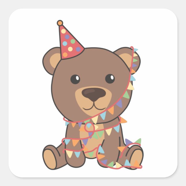 Adesivo Quadrado Birthday Bear For Children A Birthday Bear Square  (Frente)