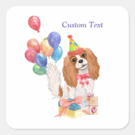 Adesivo Quadrado Birthday Blenheim Cavalier King Charles Spaniel