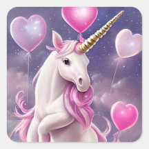 Birthday Girl Fantasy Unicorn com Balões Rosa