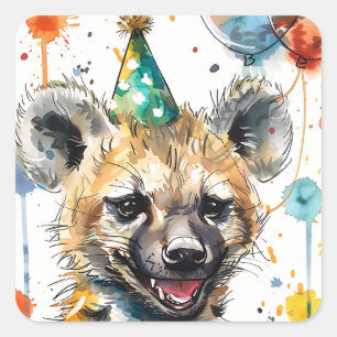 Adesivo Quadrado Birthday Hyena