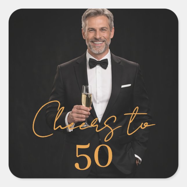 Adesivo Quadrado Birthday party photo cheers gold (Frente)