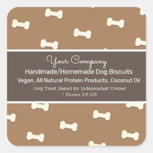 Adesivo Quadrado Biscoito Canino Caseiro Sticker Quadrado Feito à M