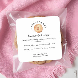 Adesivo Quadrado Biscoito de Amêndoa Aquarela Ingrediente de Padari