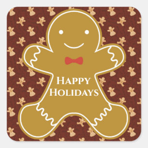 Adesivo Quadrado Biscoito de Gingerbread de Natal