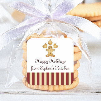 Adesivo Quadrado Biscoito de Natal Bonito Homememade de Gengibre
