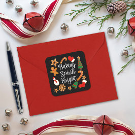 Adesivo Quadrado Biscoito de Natal Bright Gingercake Cookie