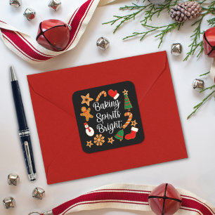 Adesivo Quadrado Biscoito de Natal Bright Gingercake Cookie