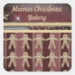 Adesivo Quadrado Biscoitos de Pão de Natal Personalizados