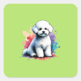 Adesivo Quadrado Bishon Frise Dog