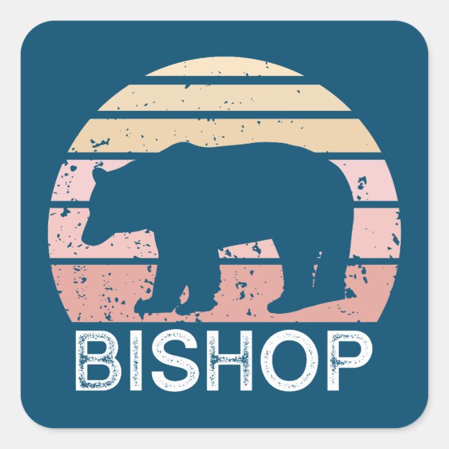 Adesivo Quadrado Bishop California Retro Bear (Frente)