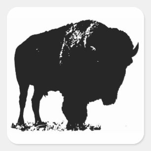 Adesivo Quadrado Bison Buffalo, Pop de Arte Negra