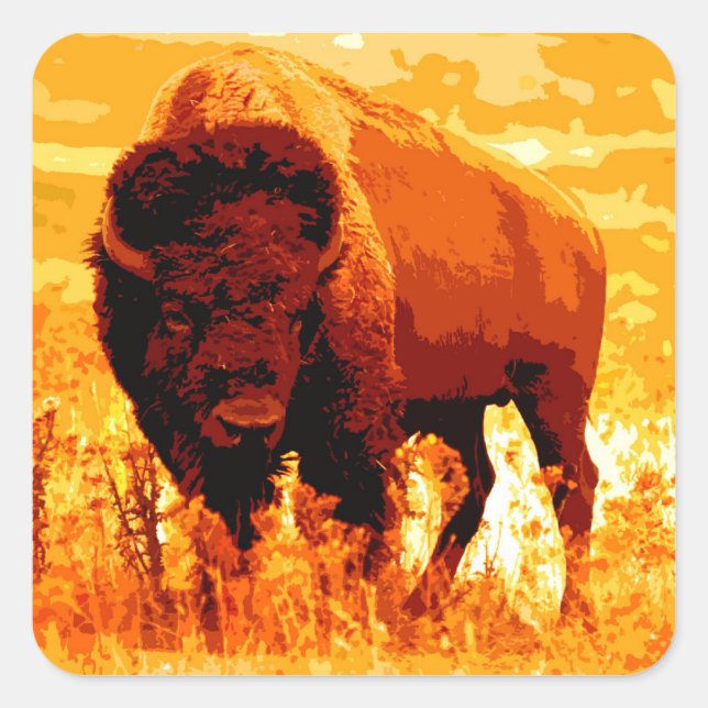Adesivo Quadrado Bison / Buffalo Square Sticker (Frente)