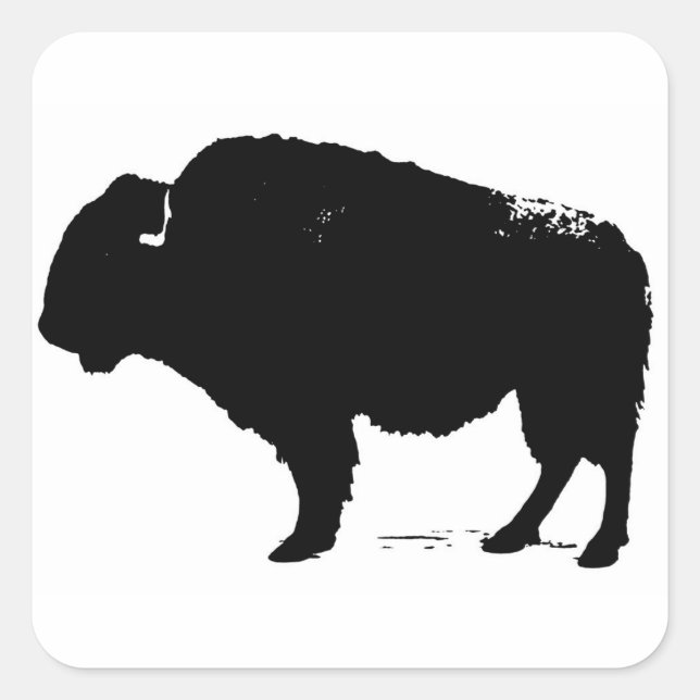 Adesivo Quadrado Bison de Búfalo de Pop Preto e Branco (Frente)